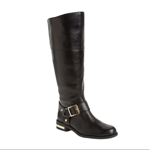 Vince Camuto Shoes - Vince Camuto Equestrian Leather Black Riding Boots